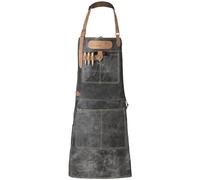 Black Forest Fox Tablier en cuir de buffle - Tablier de barbecue - Tablier de cuisine, Noir , oz