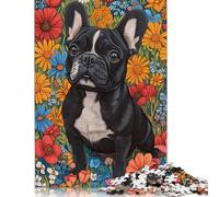 Black French Bulldog in Wildflowers Dog Wall Art Print Puzzles 1000 Pieces Cadeau Unique Jeu Éducatif Challenge Toy À De Qualité Supérieure Peinture Art pour Adultes Et Enfants À Partir De 14 Ans 30