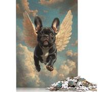 Black French Bulldog with Angel Wings Pet Loss Tribute Puzzle 1000 Pièces Educa Jouet en Bois Cadeau Unique De l'art De La Décoration Jeu Éducatif Challenge Toy Adultes & Enfants des 14 Ans 1000pcs