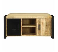 ""Black Friday"" Banc long de rangement - JILL - Meuble d'entrée - Marron Bois de manguier massif 100x35x50 cm - BB585