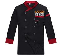 Black Friday Deals Costume de chef Manteau à manches courtes/longues Chemise de restauration personnalisée Restaurant Travail Uniforme de service alimentaire Veste de chef, Noir , M