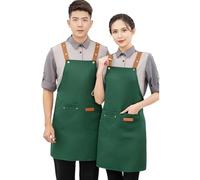 Black Friday Deals Tablier brodé personnalisé pour femmes hommes tabliers de cuisine tabliers de cuisine avec poches nom texte logo, Vert, 29In * 26In