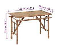 ""Black Friday"" Table à dîner de jardin, BURKE, 2/4 PERSONNES, pliable 115x50x75 cm, Bambou TTT257