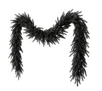 Black Garland Mantle Decor, Artificial Halloween Fireplace Centerpiece