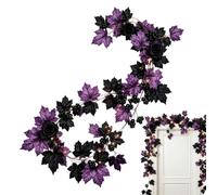 Black Garland with Lights - Bendable Maple Leaf Lighted Garland