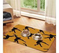 Black Gibbon Monkey-r18234 Tapis d'alimentation pour animaux domestiques avec dessus en polyuréthane absorbant l'eau et base en caoutchouc - Tapis antidérapant pour chats, chiens et animaux de