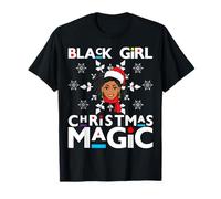 Black Girl Christmas Magic Melanie Femme Peau Marron T-Shirt