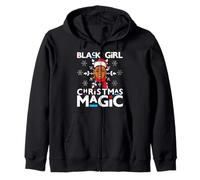 Black Girl Christmas Magic Melanin Mrs Santa Claus Flocon de Neige Sweat à Capuche