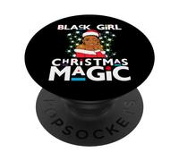 Black Girl Magic Melanin Mrs Claus Cheveux naturels Afro Queen PopSockets PopGrip Adhésif