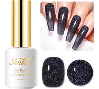 Black Glitter Gel Polish, 15ml Noir Sparkle Iridescent Diamant Gel Polish Immersion Uv Manucure Salon Bricolage 1 Pièce