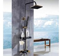 Black Gold Plated Bathroom Shower Set Bathroom Faucet Cold Hot Mixer Tap Para Bath Shower Adjust Height