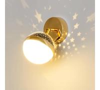 Black Gold Wall Light LED Mid Century Modern Wall Sconce Dimmable Projection Stars Starry Bedside Adjustable Arm Kids