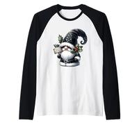 Black Goth GNOME with Bah Humbug Sign for Xmas Funny Santa Manche Raglan