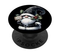 Black Goth GNOME with Bah Humbug Sign for Xmas Funny Santa PopSockets PopGrip Adhésif