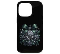 Black Gothic Christmas Balls with Dark Green Bows Goth Xmas Coque pour iPhone 13 Pro