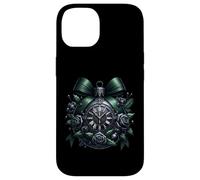 Black Gothic Christmas Balls with Dark Green Bows Goth Xmas Coque pour iPhone 14