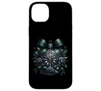 Black Gothic Christmas Balls with Dark Green Bows Goth Xmas Coque pour iPhone 14 Plus