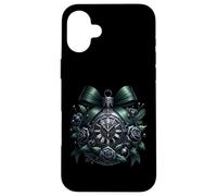 Black Gothic Christmas Balls with Dark Green Bows Goth Xmas Coque pour iPhone 16 Plus