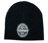 Black Guinness Woven Beanie Hat with Dublin Ireland Label Design