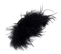 Black Hair Clips - Artificial Ostrich 10 cm | Large Thick Hair Claw Clip