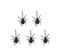 (Black)Halloween Glowing Spiders Set of 5 Multifunction Haunted House Decoration