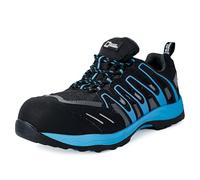 BLACK HAMMER Baskets de Sécurité de Travail pour Homme avec Embouts en Fibre de Verre et Semelle Intermédiaire Robuste Résistantes à l'usure Antidérapantes S1 PL SR FO ESD 2129, Noir et Bleu (46 EU)