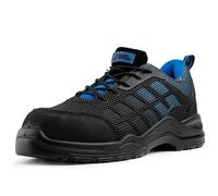 BLACK HAMMER Baskets de sécurité Homme Waterproof Ultra légères avec Protection d’Orteil sans métal Semelle intermédiaire Kevlar Chaussure de Travail Cheville Randonneur 8007 S3 SRC (43 EU, Bleu)