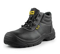 BLACK HAMMER Bottes de sécurité en cuir à embout en acier chaussures légères pour hommes S3 SRC 1400 Noir (46 EU)