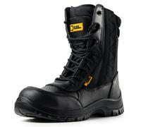 BLACK HAMMER Chaussures en Cuir de sécurité pour Hommes avec Embout de Protection des Orteils Composite Protection Bottes s2 SRC Waterproof armée Militaire désert Combat 9999 Noir (42 EU)