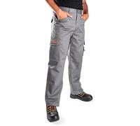 BLACK HAMMER Pantalon de Travail de sécurité pour Hommes Vêtements de Travail de Construction Vêtements de Trekking Pantalon d'entrepôt Cargo Combat Plusieurs Poches Survival (Gris 36W / 29L Short)
