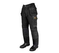 BLACK HAMMER Pantalons de sécurité pour Hommes Pantalon de Travail de Chantier Cargaison Combat Randonnée Commerce Vêtements de Travail Taille élastiquée Hydrofuge Sublime Noir (42W / 31 Regular)