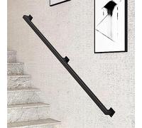 Black Handrail for Stairs, Staircase Banister Hand Rails for Steps or Stairs, Staircase Railing Metal Wrought Iron Wall Support Rod, Grab Rail Modern Decorations(17ft/510cm)