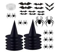 Black hangable Halloween hats | Witches hats 164ft cord | Halloween witch hat decorations stickers | Hangable witch costume accessories Halloween costume witch hat decor for Halloween home decor