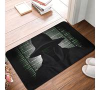 Black Hat Dark Side Hacker Tapis de porte d'entrée d'intérieur et d'extérieur antidérapant absorbant lavable en flanelle Tapis de sol antidérapant pour cuisine, porche, bureau 40,6 x 61 cm