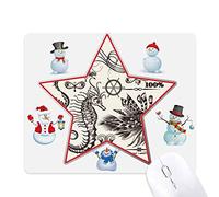 Black Hippocampus Marine Life Illustration Christmas Snowman Family Star Mouse Pad