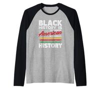 Black History is American Flag USA African American Flag Manche Raglan