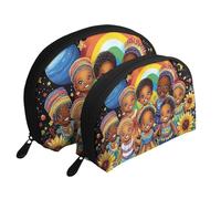 Black History Month Lot de 2 trousses de toilette de voyage portables Motif mois de l'histoire, blanc, Taille unique