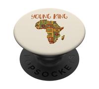 Black History Young King Africa Map Afrique Garçons Enfants Hommes PopSockets PopGrip Adhésif