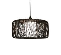 Black Home Décor Lighting, Handmade Basket Light Cage Shade Drum Rustic Pendant Wicker Chandelier with E26 Socket Lamps for Living Room Bedroom(Black)