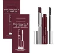 Black Honey - Lot de 2 rouges à lèvres - Mascara noir imperméable - Rouge à lèvres hydratant et mascara duo imperméable - Maquillage naturel pour les yeux et les lèvres sèches