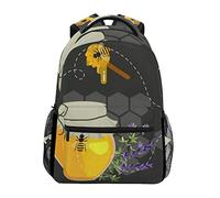 Black Honeybee Shoulder Backpack Student Bookbags for Travel Kid Girls Boys