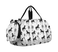 Black Horse Buffalo Sac de sport léger pour fille Motif flocons de neige Avec compartiment à chaussures Idéal pour l'école, le sport, les voyages