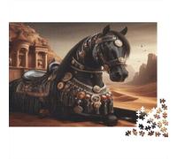 Black Horse Desert Recycled Board Puzzle: Decorated Black Horse for Adults and Kids Age 12 Years Great Gift 52x38cm/1000pcs