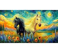 Black-Horse-Galloping-Through-Fire-and-Water 1000 pièces Défi de Jeu éducatif Puzzle Idée Cadeau Parfaite Puzzle pour Adultes et Enfants Beau Puzzle de décoration 70x50/1000 pièces
