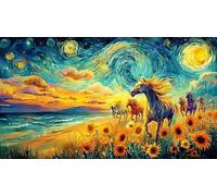 Black-Horse-Galloping-Through-Water-Under-Stormy-Sky Puzzle pour Adultes 1000 pièces Papier recyclé Défi de Jeu éducatif pour décoration Murale et Cadeaux Beau Puzzle de décoration 38x26/1000 pièces