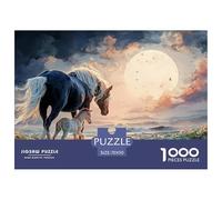 Black Horse with A White Mane 1000 Pcs Carton Premium Coffret De Puzzles Wild Beast Stimulant Et Éducatif Jeu Familial Puzzles pour Adultes Et Enfants 70x50cm/1000pcs