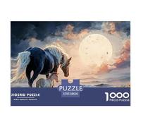 Black Horse with A White Mane 1000 Pièces Carton Premium Coffret De Puzzles Wild Beast Anti-Stress Défi Unique Puzzles As Birthday Gifts 38x26cm/1000pcs