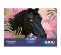 Black Horse with Pink Eyes 1000 Pcs Carton Extra-épais Coffret De Puzzles Black Horse Stimulant Et Éducatif Jeu Créatif Puzzles As Birthday Gifts 70x50cm/1000pcs