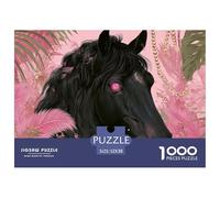 Black Horse with Pink Eyes 1000 Pièces Carton Premium Coffret De Puzzles Black Horse Stimulant Et Éducatif Jeu Créatif Puzzles As Birthday Gifts 52x38cm/1000pcs