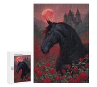 Black Horse with Red Roses Puzzle 1000 Pièces Educa Jouet en Bois Cadeau Unique Décoration Intérieure Jeu Éducatif Challenge Toy Adultes Et Enfants À Partir De 14 Ans 300 PCS